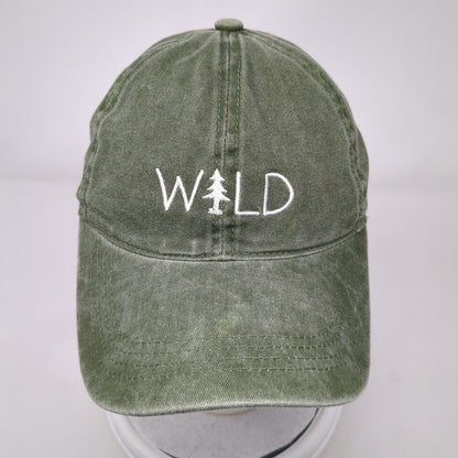 Wild Slideback Hat Green OSFM Adjustable Embroidered 6 Panel Vented Holes Cotton