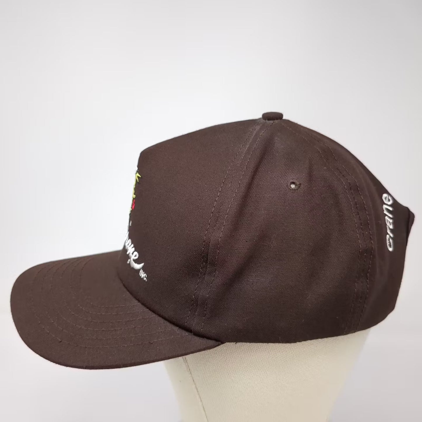 Mr. Crane Inc Crane & Rigging Brown 5 Panel Hat OS Embroidered USA Vintage