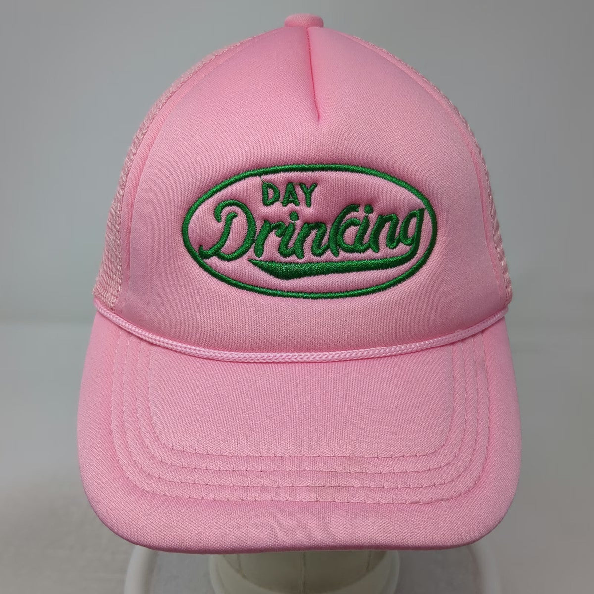 Pink Trucker Hat One Size Day Drinking Graphic Mesh Snapback Foam Crown Cap