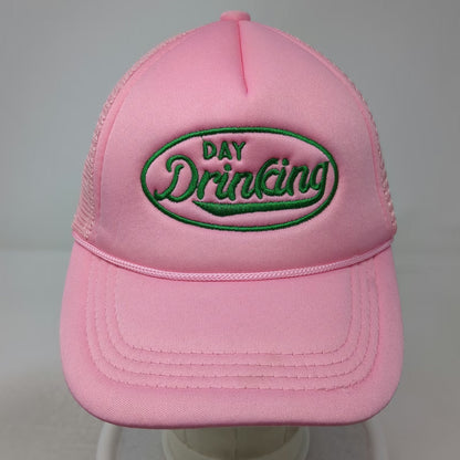 Pink Trucker Hat One Size Day Drinking Graphic Mesh Snapback Foam Crown Cap