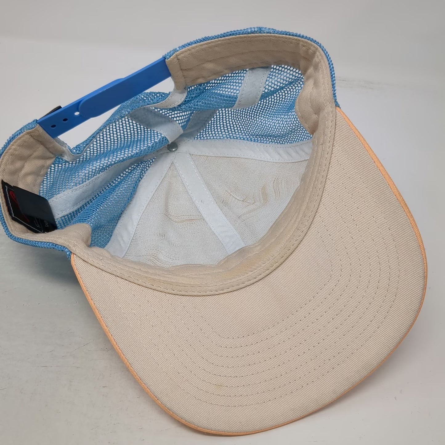 Grace Folly Trucker Hat Beige Orange Blue One Size Mesh Snapback Flat Brim Cap