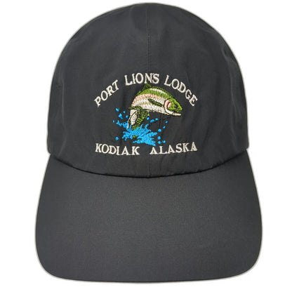 Imperial Baseball Cap Black One Size Port Lions Lodge Kodiak Alaska Fishing Hat