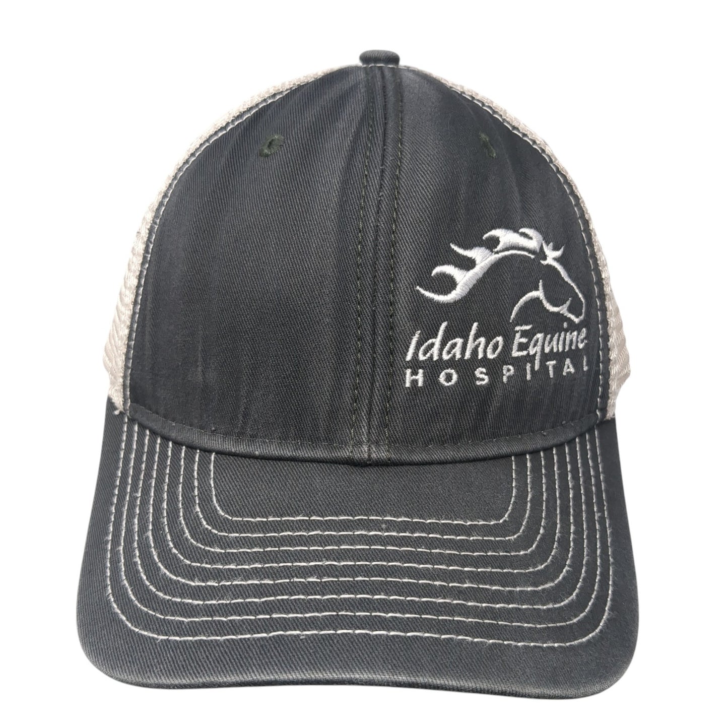 Idaho Equine Hospital Snapback Trucker Hat Gray OS Adjustable Mesh Back Ouray