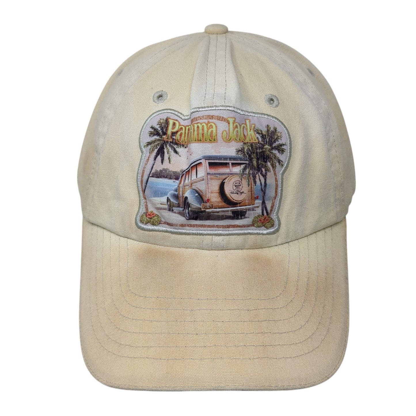 Panama Jack Baseball Cap Beige One Size Adjustable Embroidered 6 Panel Cotton