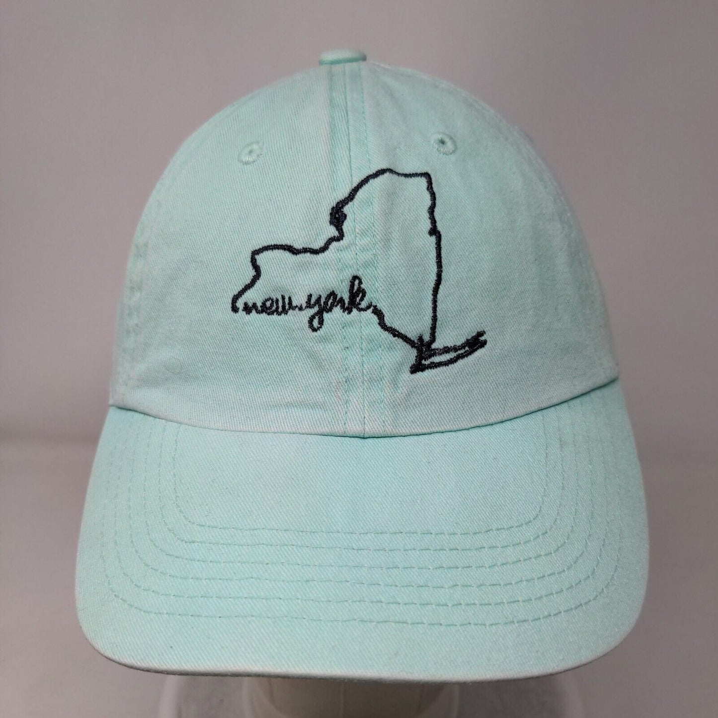 New York Slideback Hat Greenish-Blue OSFM Adjustable Embroidered Home Free