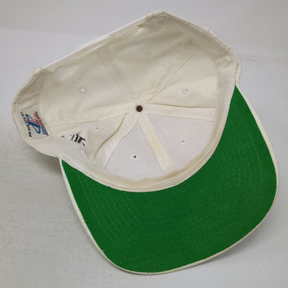 Logo Athletic Snapback Hat White OS Green Underbrim Side Graphic Blank Cotton