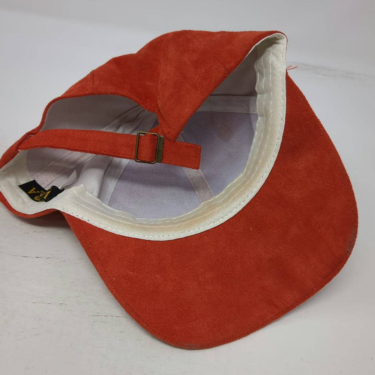 Vera New York Baseball Cap Orange One Size Blank Faux Suede Hat Slideback Buckle