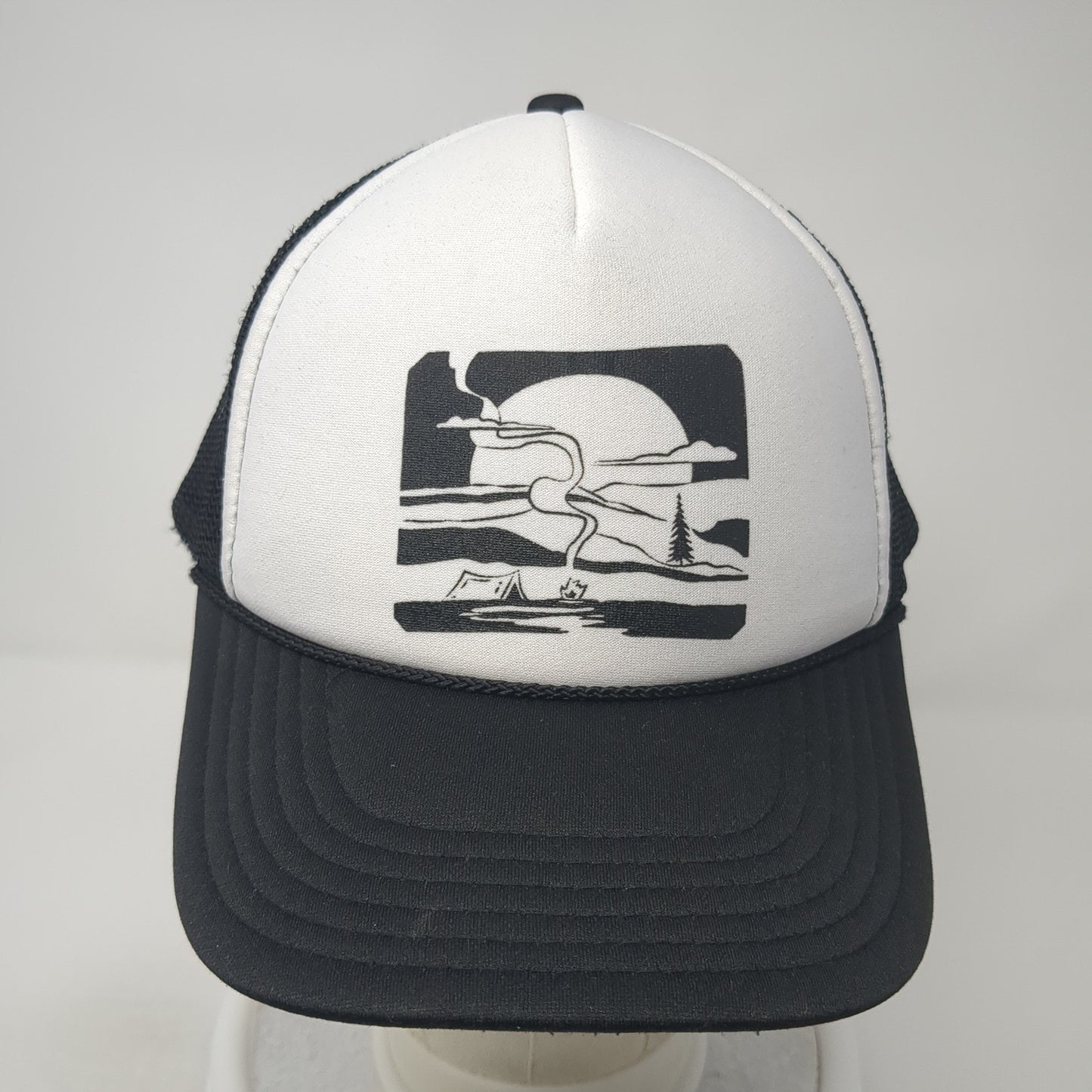 Unbranded Snapback Trucker Hat Black One Size Adjustable Mesh Back 6 Panel