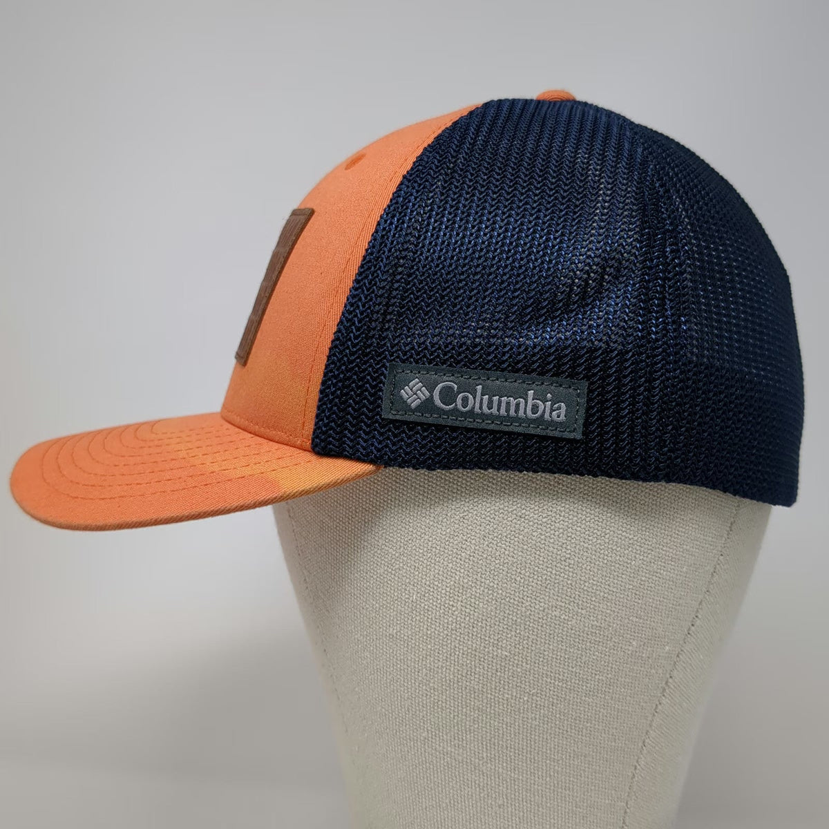 Columbia Baseball Orange M Mesh Flexfit Bullet American Flag Patch Outdoor Hat