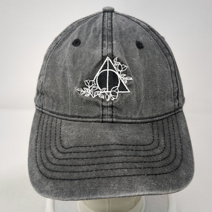 Harry Potter Baseball Cap Gray One Size Floral Deathly Hallows Washed Cotton Hat