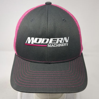 Richardson Trucker Hat Gray Pink One Size Modern Machinery Logo Mesh Snapback