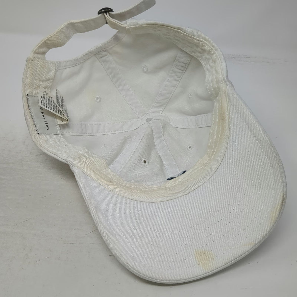 American Eagle Baseball Cap White Blue One Size Embroidered Logo Slideback Hat