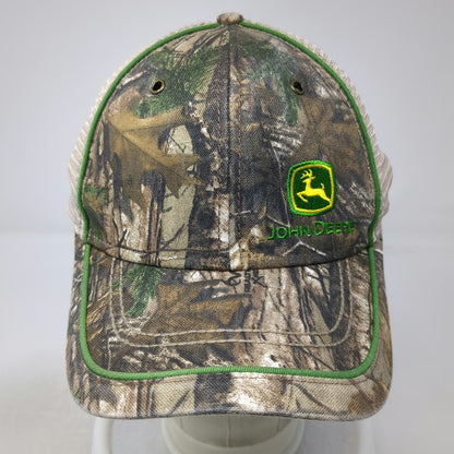 John Deere Baseball Cap Green One Size Camo Mesh Trucker Hat Logo Slideback