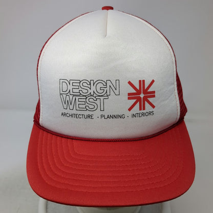 San Sun Design West Architecture Trucker Hat Red White One Size Mesh Snapback