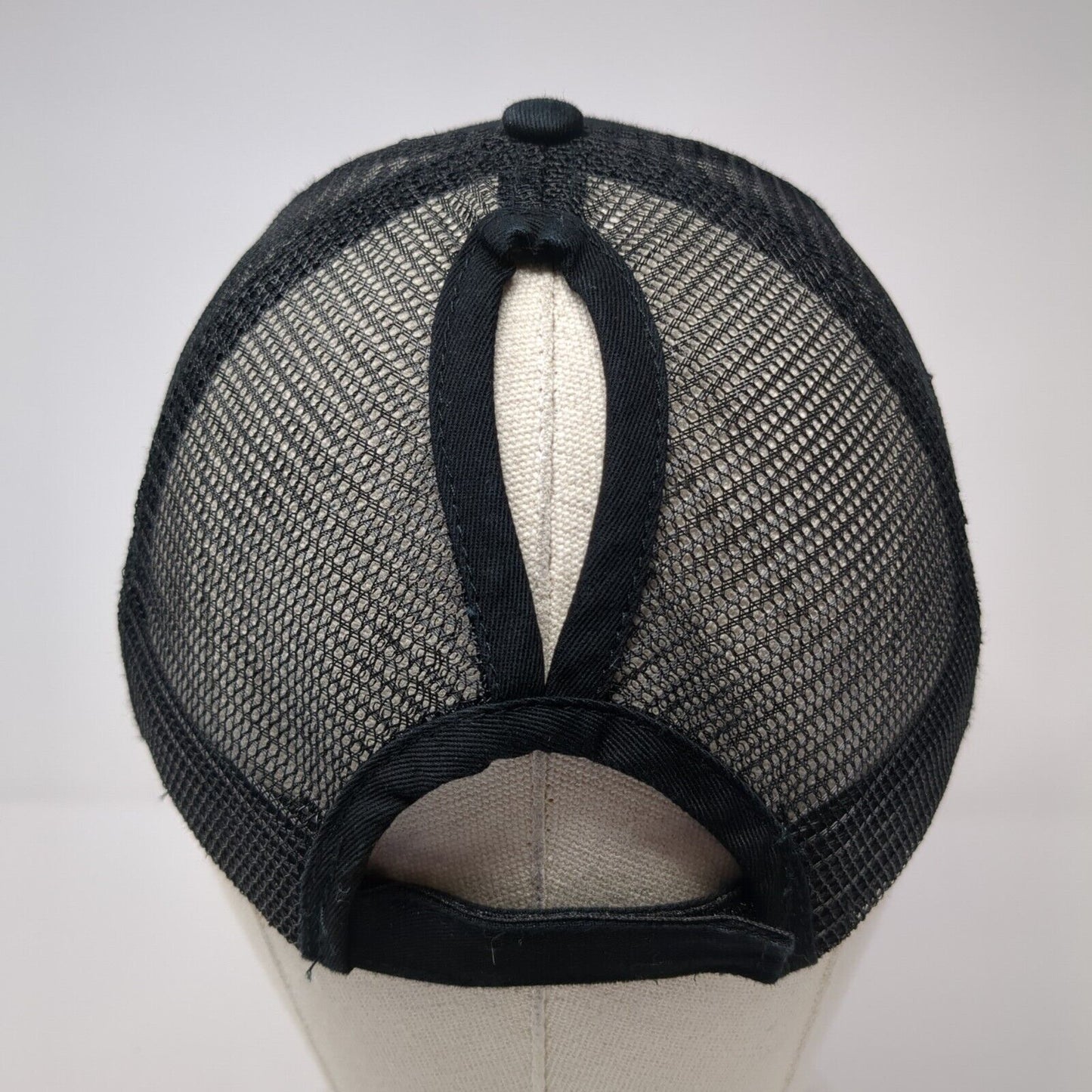 Unbranded Strapback Mesh Back Trucker Hat Black One Size Ponytail Blank