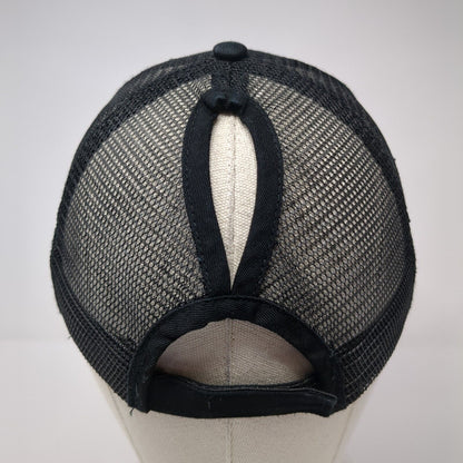 Unbranded Strapback Mesh Back Trucker Hat Black One Size Ponytail Blank