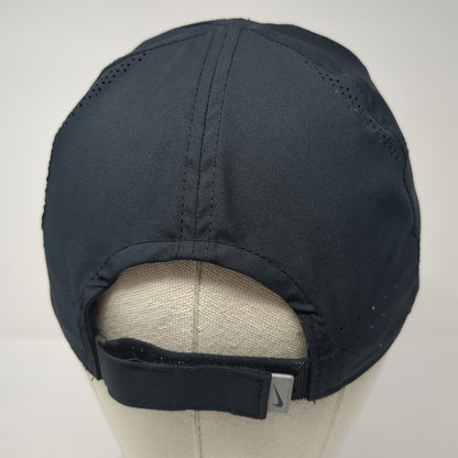 Nike Swoosh Strapback Hat Black One Size Adjustable Laser Cut Dri-Fit