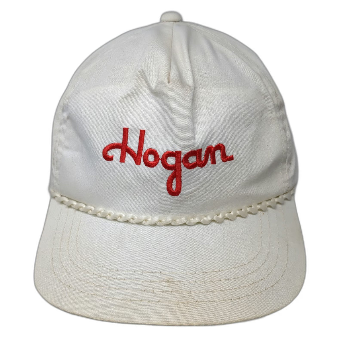 Hogan 5 Panel White One Size Rope Snapback Golf Hat Green Underbrim Script Logo