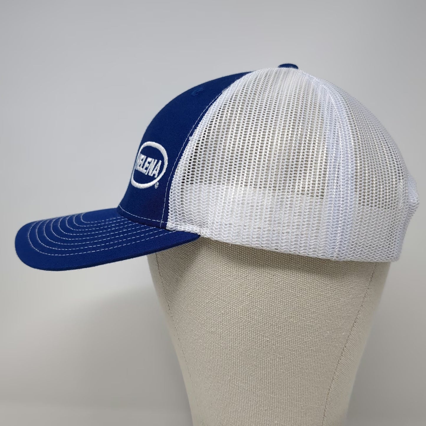Richardson Trucker Hat Blue White One Size Helena Logo Mesh Snapback Style 112