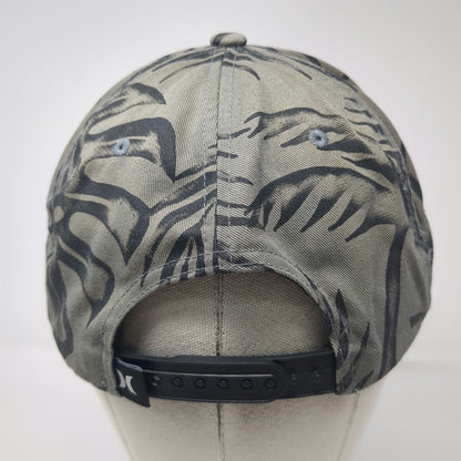 Hurley Snapback Hat Gray One Size Aloha Tropical Leaf Print Flat Brim Surf