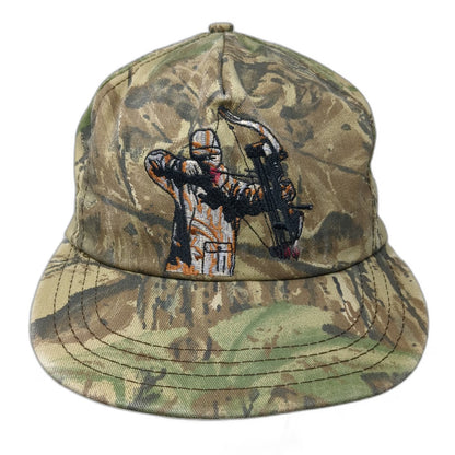 Trucker Green Brown One Size Compound Bow Hunter Embroidery Snapback Hat Vintage