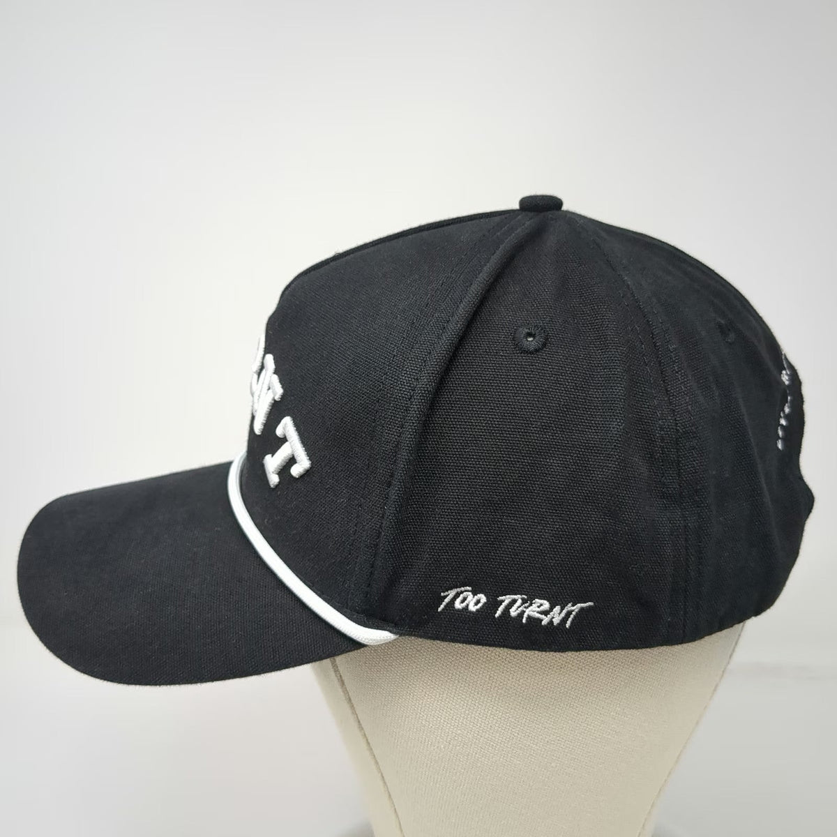 Too Turnt 5 Panel Black One Size Hat Rope Snapback Goose Logo Livin Block Text