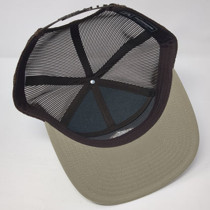Richardson Snapback Trucker Hat Brown One Size Adjustable Embroidered Mesh Back