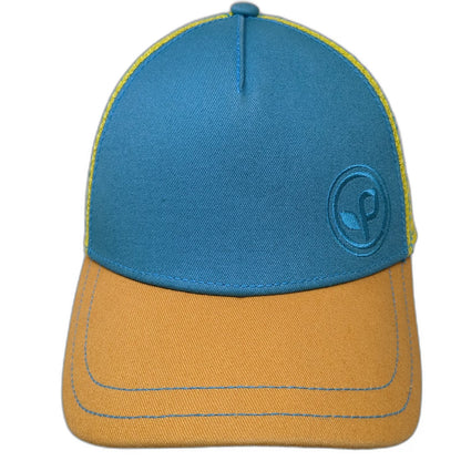 Pistil Trucker Hat Blue Yellow Orange One Size Mesh Snapback Logo Stitching