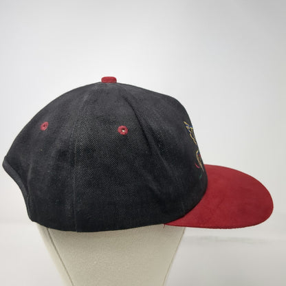 Black Red Snapback One Size Peace Dove Embroidered Hat Two Tone Suede Brim Bird