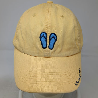 Life is Good Baseball Cap Yellow One Size Flip Flops Embroidered Cotton Hat