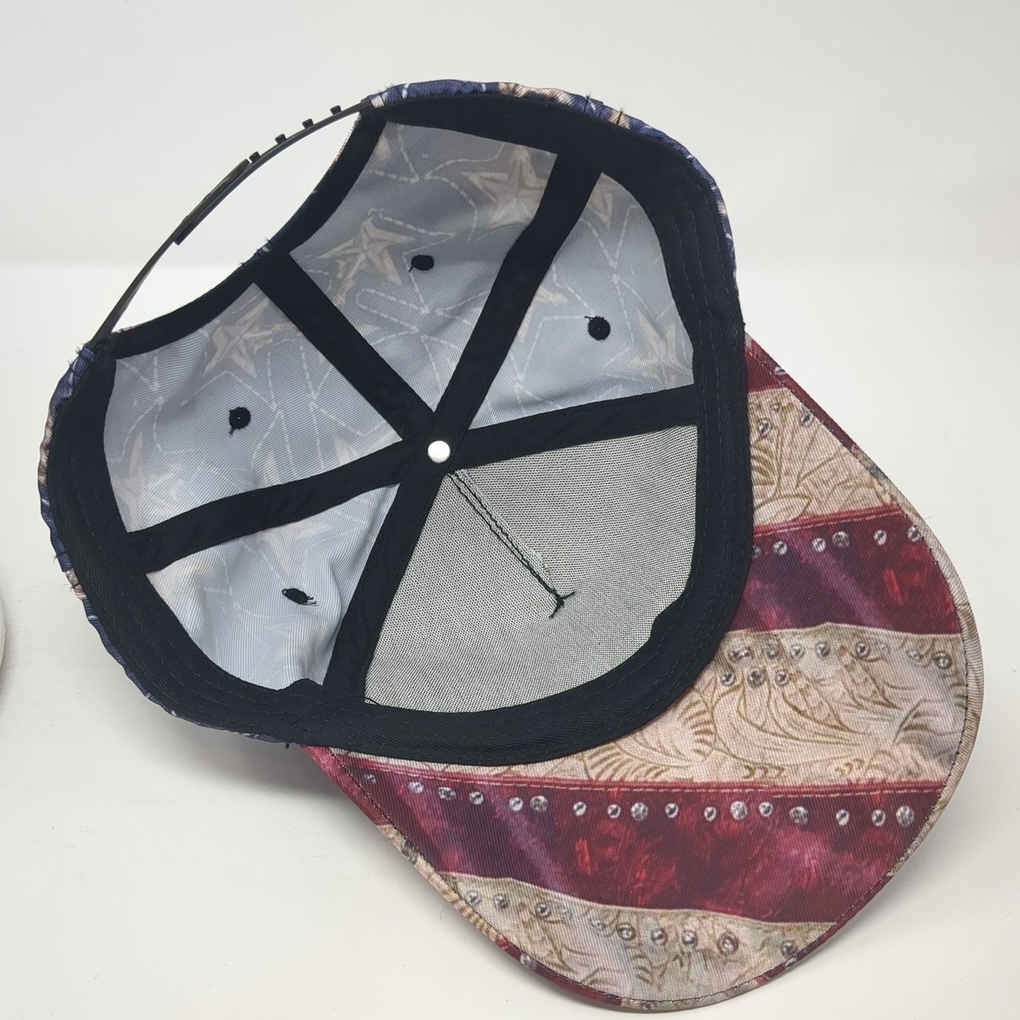 American Flag Snapback Hat Multicolor One Size Adjustable Patriotic Rhinestone