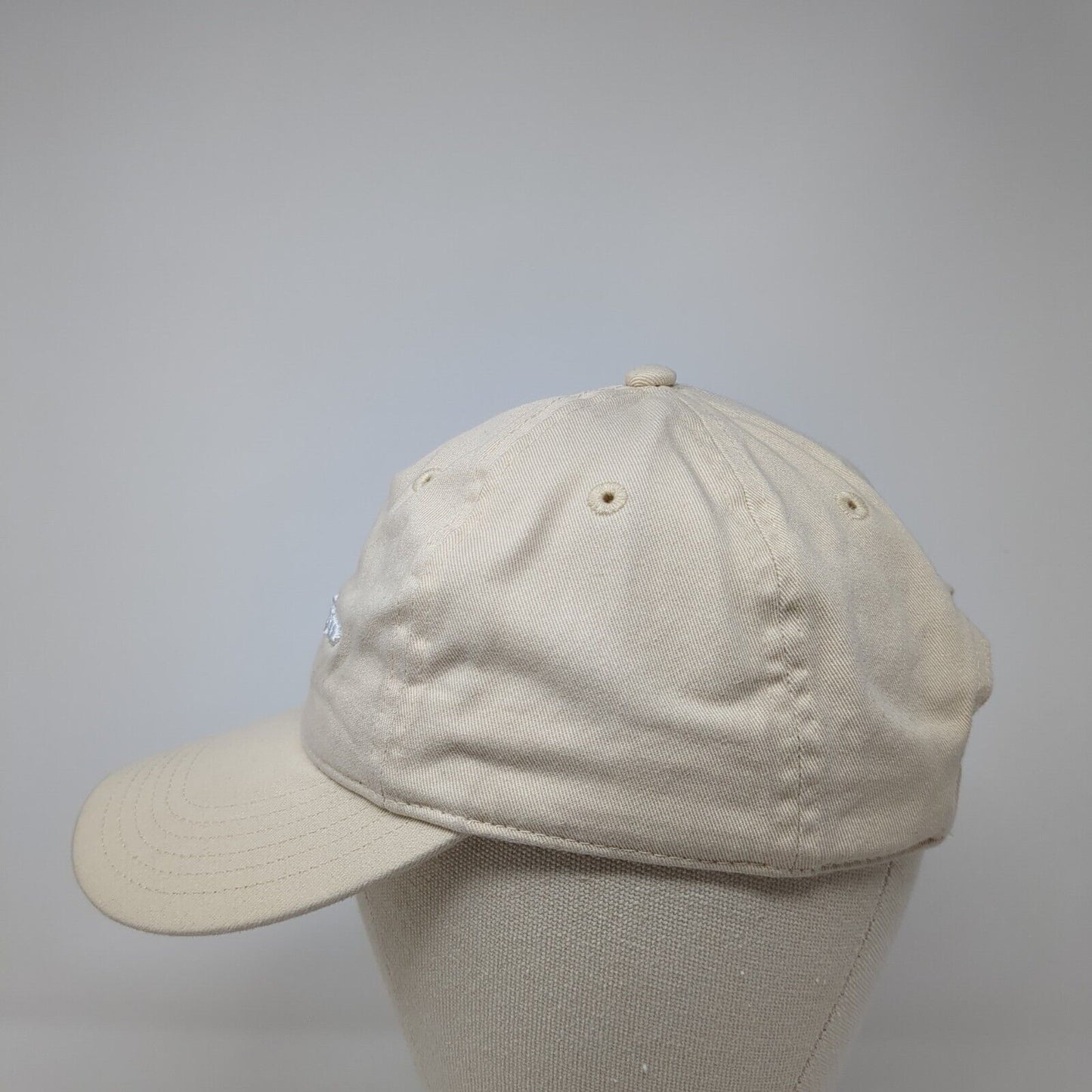 Champion Slideback Hat Tan One Size Adjustable Embroidered Vented Holes 6 Panel