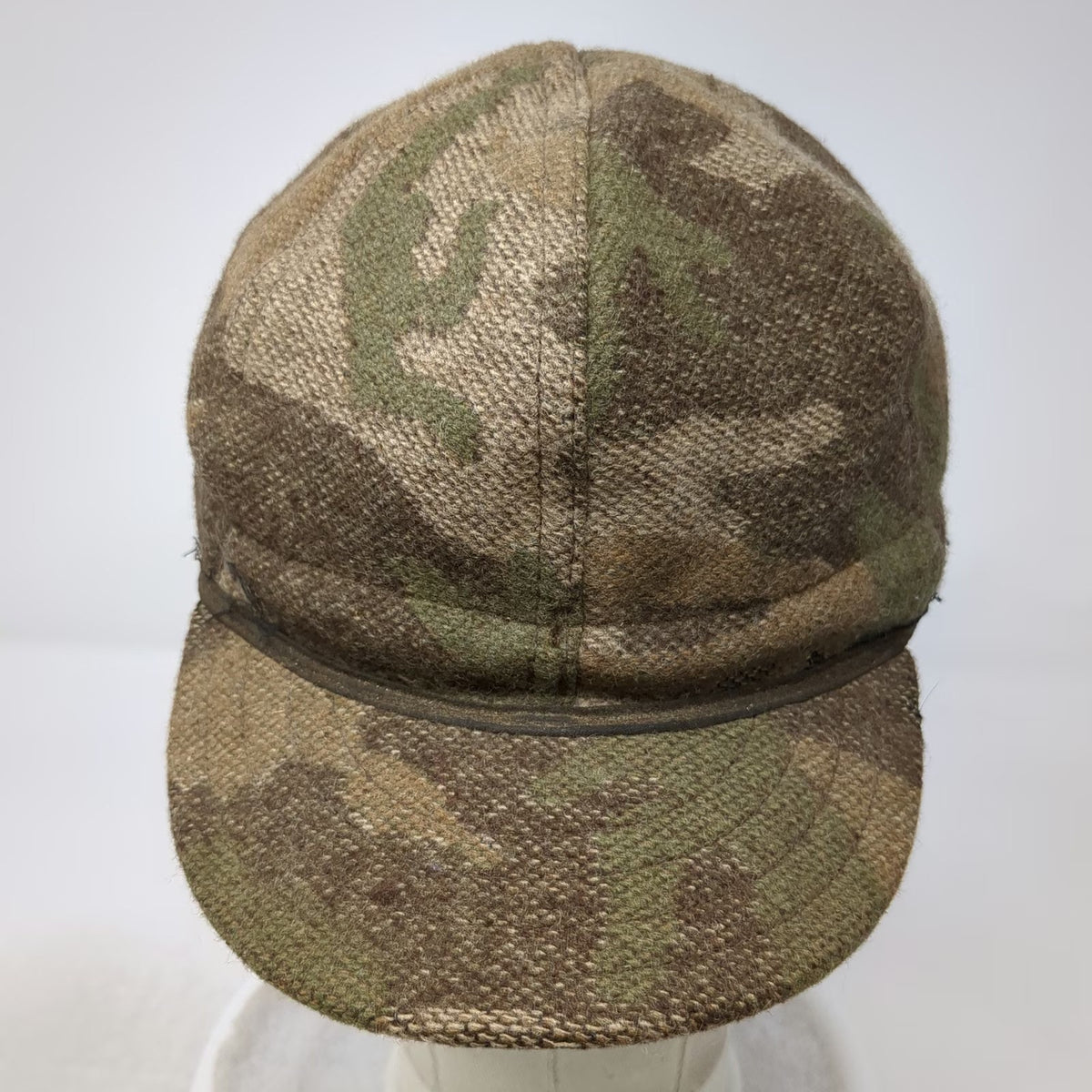 Stormy Kromer Baseball Cap Brown Camo 7 3/8 Wool Gore-Tex Made in USA Fitted Hat