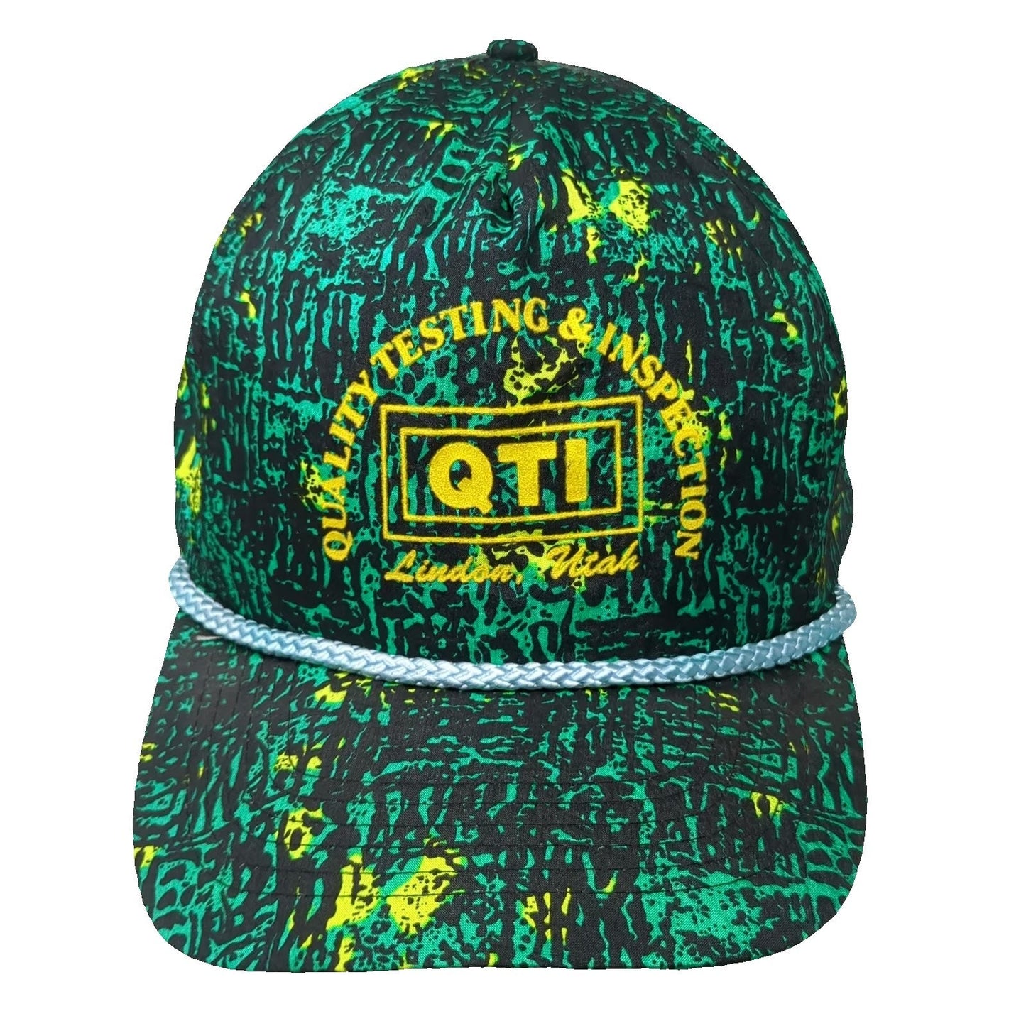 Winner 5 Panel Hat Green Black Yellow Blue Vintage Rope Brim QTI Lindon Utah