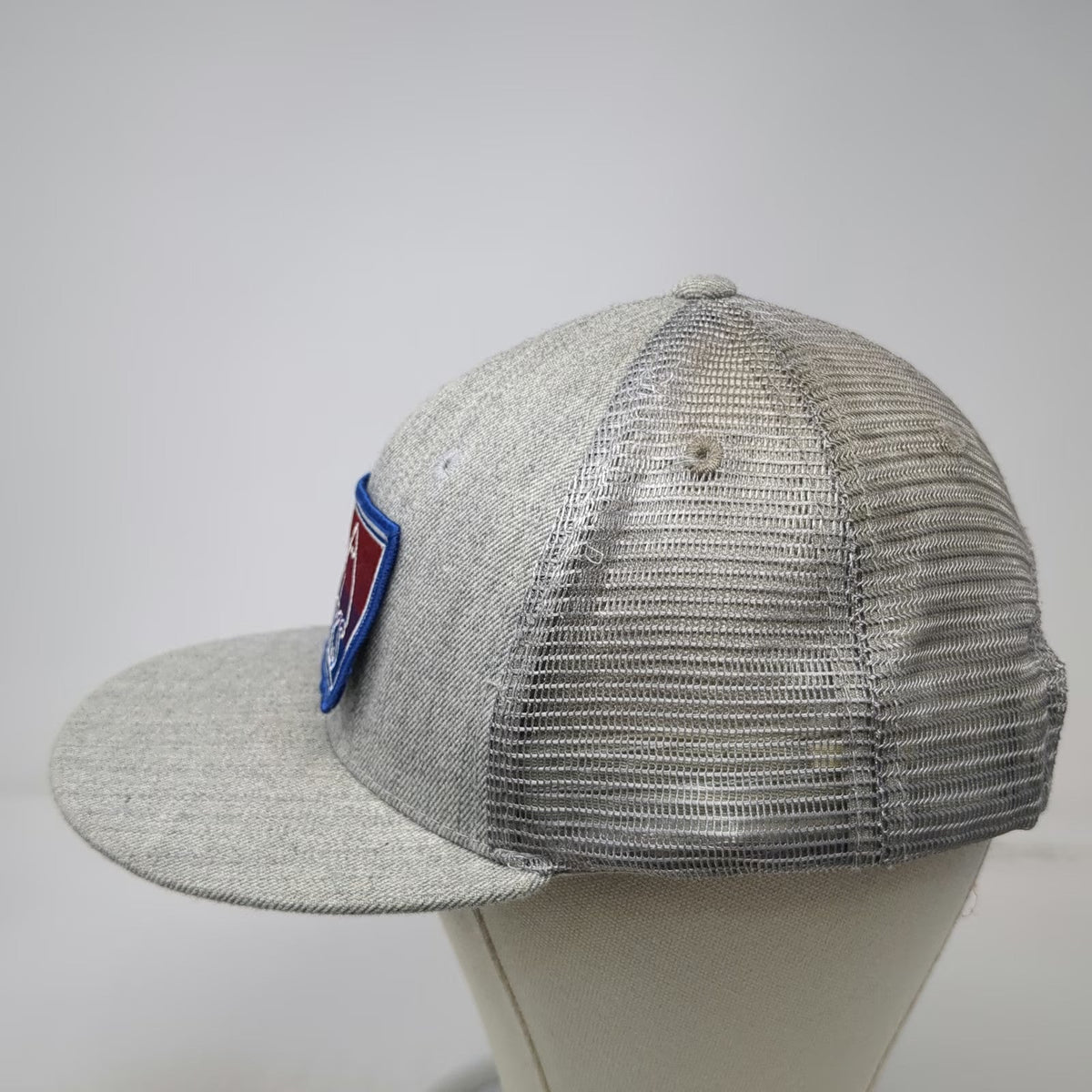 Decky Trucker Hat Gray One Size Sno Planks Mountain Patch Mesh Snapback Logo Cap