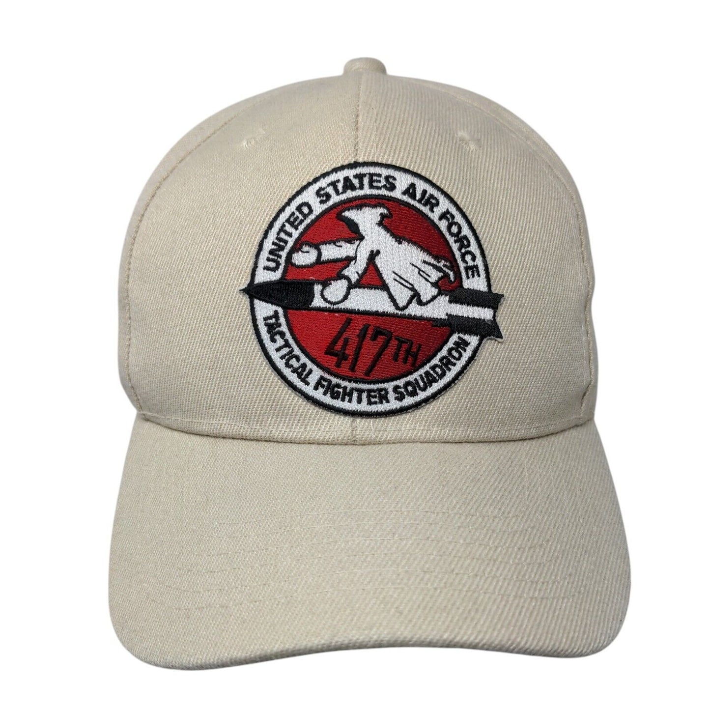 United States Air Force Tactical Fighter Squadron Strapback Hat Tan OSFA 6 Panel