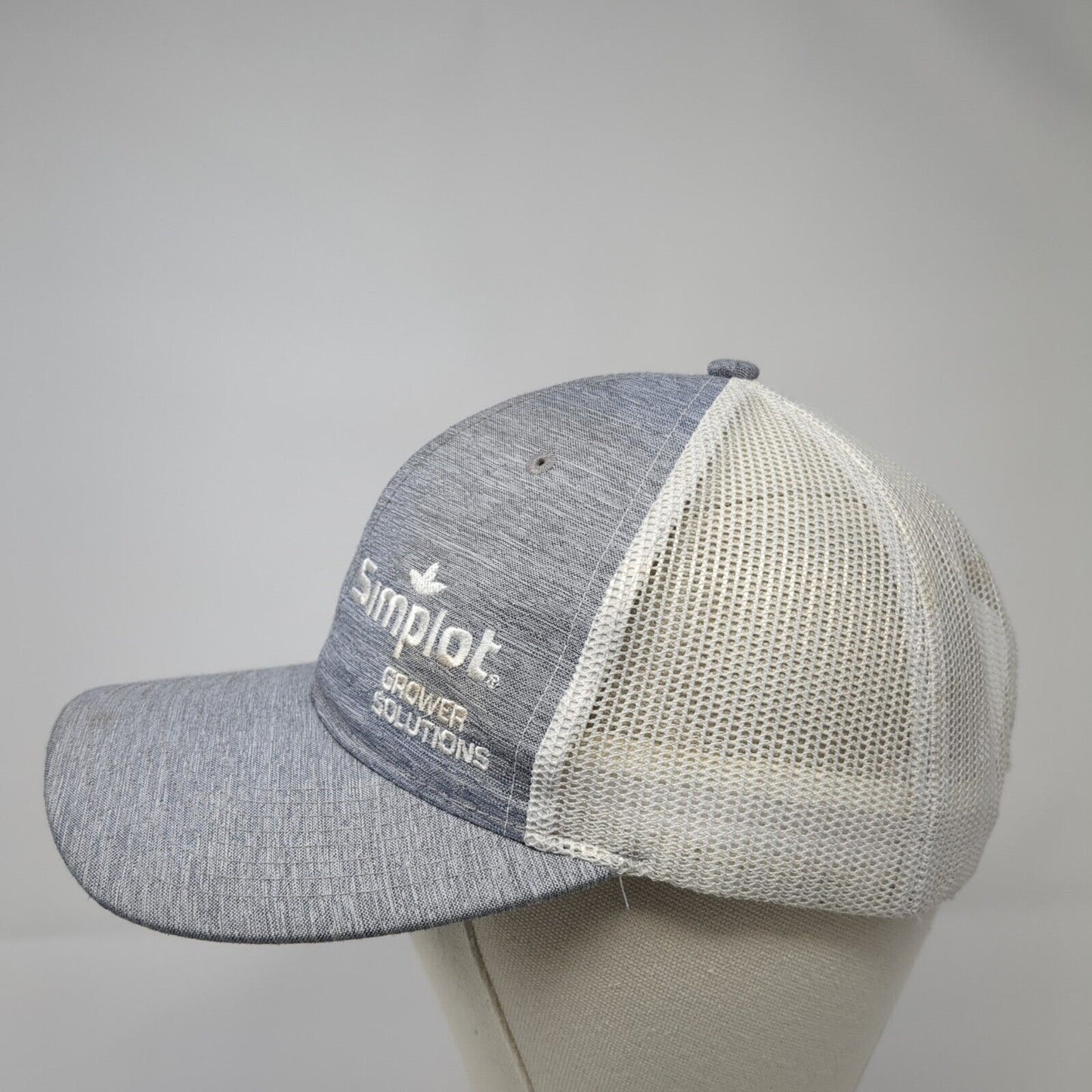 Simplot Grower Solutions Snapback Trucker Hat Gray Mesh Back Quake City Caps