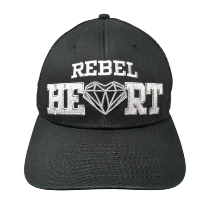 Rebel Heart LA Snapback Trucker Hat Black One Size Adjustable Mesh Back by Dome