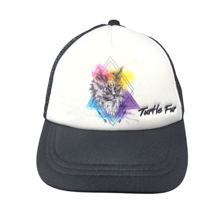 Turtle Fur Snapback Mesh Back Trucker Hat Black One Size Colorblock
