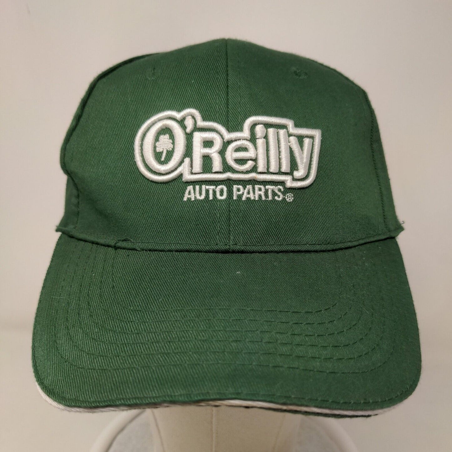 O'Reily Auto Parts Men's Strapback Hat Green Embroidered Logo Adjustable