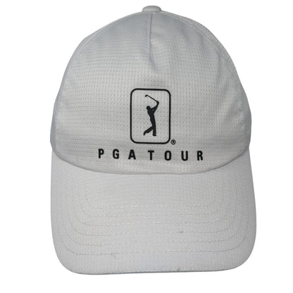 PGA Tour Logo Strapback Hat White One Size Adjustable Solid Outdoor