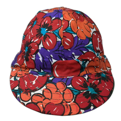 Kromer Baseball Cap Red Floral Print 7 3/8 Welder Hat Made in USA Canvas Vintage