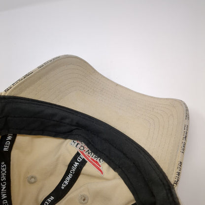 Red Wing Shoes Strapback Hat Tan One Size Adjustable Embroidered 6 Panel Cotton