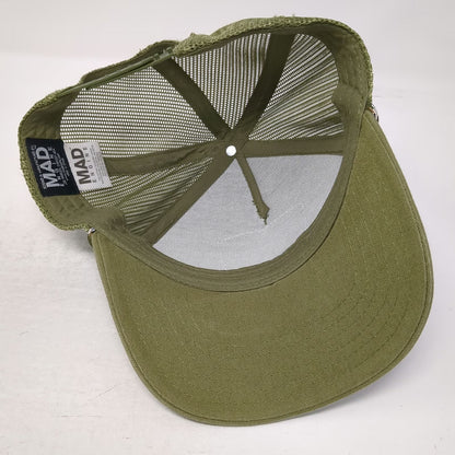 Mad Engine Trucker Hat Green One Size Yellowstone National Park Bison Patch Mesh