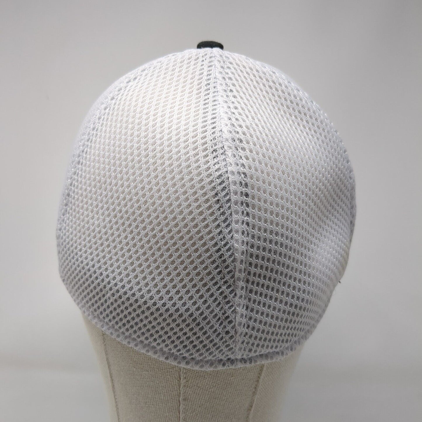 New Era Fitted Trucker Hat Black L/XL Breathable Mesh Back 39Thirty 6 Panel