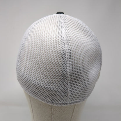 New Era Fitted Trucker Hat Black L/XL Breathable Mesh Back 39Thirty 6 Panel