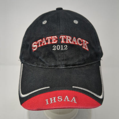 State Track 2012 IHSAA Slideback Hat Black OS Adjustable Embroidered Cotton
