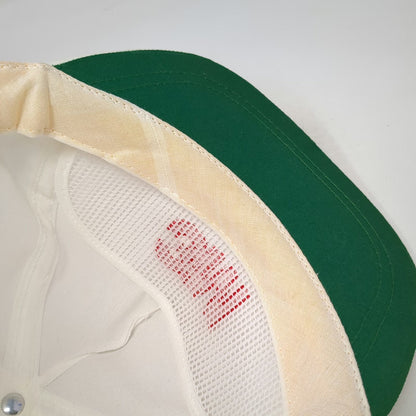 Cap America 5 Panel White 3M Red Logo Green Underbrim Snapback Hat Vintage