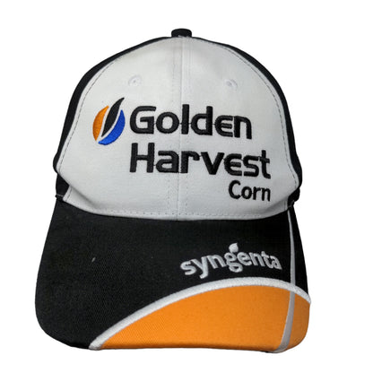 K Products Men's Strapback Hat Black White OSFA Embroidered Logo Golden Harvest