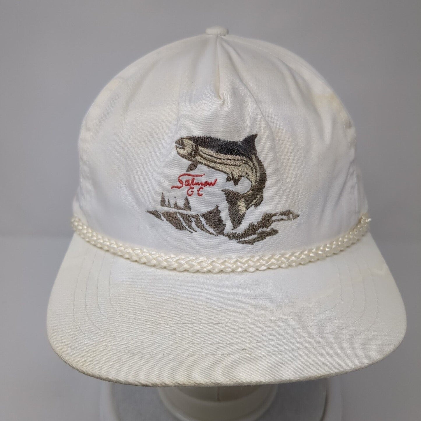Salmon GC Slideback Hat White One Size Adjustable Embroidered Rope Sportcap